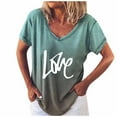 thumbnail image 2 of Tejiojio Essentials Short Sleeve Clearance Lady's Summer T-Shirt Womens Casual V-Neck Fading Color Blouse Tops Plus Size, 2 of 4