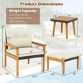 thumbnail image 3 of Gymax 5 Piece Rattan Furniture Set Wood Frame Chairs & Ottomans w/ Square Coffee Table, 3 of 9