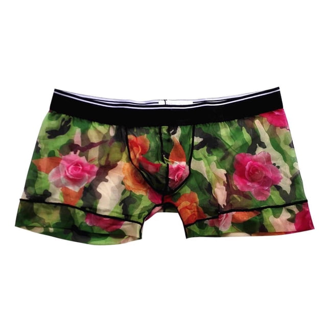 Calzoncillos de malla para hombre CALIENTE Calzoncillos de flores rosas Ropa interior Pantalones cortos Troncos Yinane Ropa interior para hombre