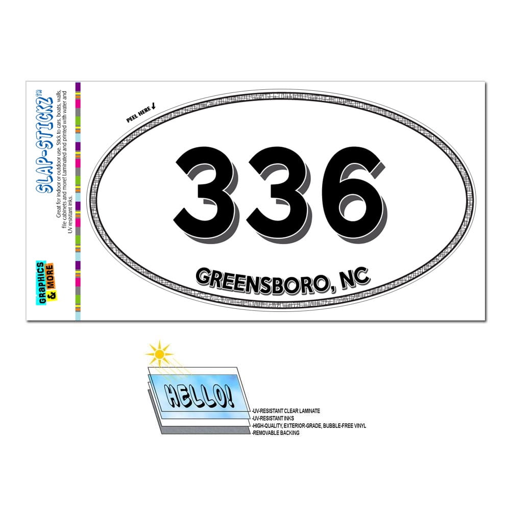 336 Greensboro, NC North Carolina Oval Area Code Sticker