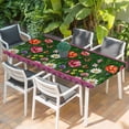 thumbnail image 2 of Spring Flowers Table Cloths for 6 Foot Rectangle Tables, Purple Boho Farmhouse Botanical Florals Patio Waterproof Elastic Fitted Tablecloths, Washable Rectangular Table Cover for Camping, 2 of 8