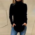 thumbnail image 2 of TQWQT Tunic tops for Women Loose Fit Dressy Solid Color Printed Shirts Long Sleeve Shirt Fall Turtleneck T-Shirts Curved Hem Graphic Tee Black 3XL, 2 of 5