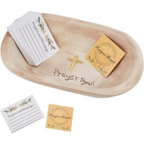 1 Set Resin Prayer Dough Bowl Hand Crafted Wood Decorative Bowl for Bread Fruit Home Decor Table Centerpiece Decor Bowl for Farmhouse Country Kitchen Dining Decoration 21.7x13x4.7cm White