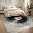 thumbnail image 3 of ODIKA 8'x10' Washable Area Rug Disc Vinyl Record Retro Cd Concentric Grooves Motif Shaped Music for King Size Bedroom Under Bed, Master Suite, Non-Shedding, Easy Care, 3 of 7