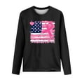 thumbnail image 4 of Luxalzxs Breast Cancer Awareness Tops for Women Cute Long Sleeve Pink Ribbon USA Flag Print Shirts Causal Crewneck Pullover Tops T Shirt Blouse, 4 of 4