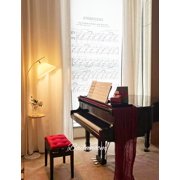 Adjustable Piano Bench with Red Velvet Cushion – Height Adjustable Keyboard Stool,Piano Bench with Padded Seat, Comfortable Design for Piano, Organ, Harp,Cello,Matte Wood Finish (Exclusive)