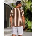 thumbnail image 3 of COOFANDY Men's Knit Shirts Short Sleeve Button Down Polo Shirt Striped Casual Summer Beach Shirts, 3 of 6
