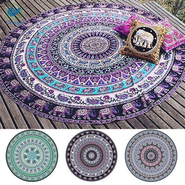 Deago Round Beach Tapestry Hippie Boho, What Size Rug For 55 Inch Round Tablecloth