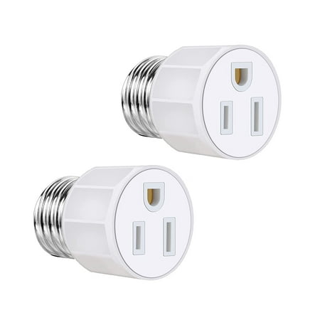 

2 Pack Light Socket to Plug Adapter - E26/ E27 3 Prong Light Socket Outlet - Light Bulb Outlet Socket Adapters High-Quality 2/3 Prong Plug in Light Socket Adapter for Home Porch Patio Garage