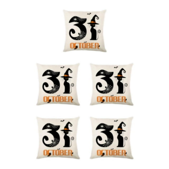 maskred Housse de Coussin Souple et Durable pour Halloween Effrayante Résistant aux Rides et Facile d'Entretien Polyester Halloween Housse de Coussin JYM328-1 5Set