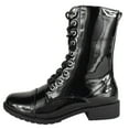 thumbnail image 2 of Forever Women Shoes Combat Army Style Boots Lace Up Side Zipper Booties Black Patent 7.5, 2 of 4