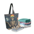 thumbnail image 2 of FORMRS Womens Canvas Tote Bag with Zipper Inner Pocket Shoulder Handbag, Skeleton with Rainbow, 2 of 7