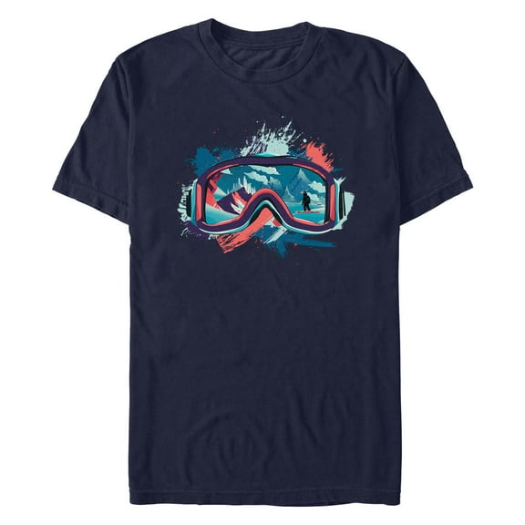 Men's Lost Gods Snow Goggles Landscape  Graphic Tee Navy Blue Small