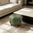 thumbnail image 4 of Leather Footrest, Thickened Foam Upholstered Seat, Wooden Legs, Under Desk Shoe Bench Small Bench for Living Room Dining Room,14''x10'', 4 of 6