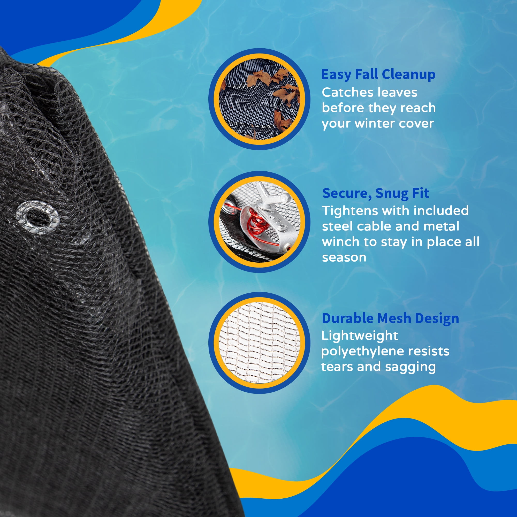 Blue Wave Above Ground Leaf Net Pool Cover - Thumbnail 4