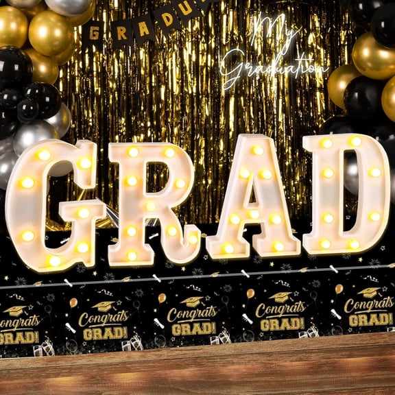 GRAD 2026 LED Marquee Light Up Letters Sign, 4 PCS Graduation Decorations for Class of 2026 Party, Graduation Table Centerpieces for College High School Grad Party Decor Indoor Outdoor