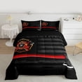thumbnail image 2 of Firefighter Comforter Set Twin Size,American Flag Geometric Stripes Bedding Set,Boys Girls Adults Room Decor,Fire Fighting Truck Tools Down Comforter,Red Black Fashion Duvet Insert, 2 of 7