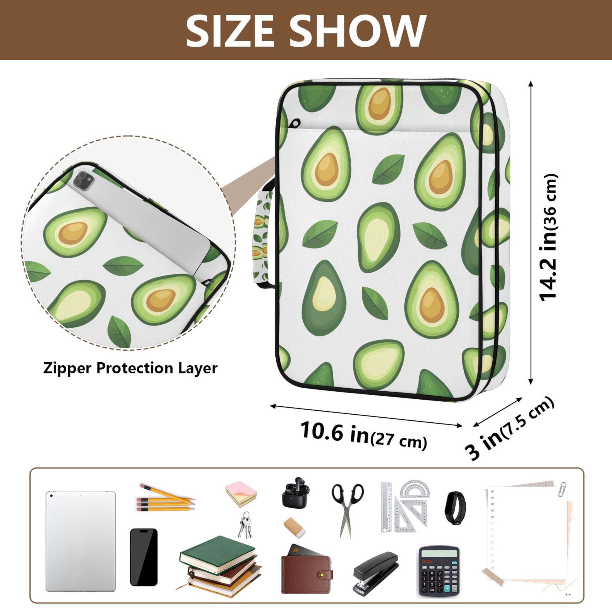 FORMRS Accordion File Folder A4 Size 7-Pocket Expanding Document Organizer Bag with 3 Ring Binder, Avocado