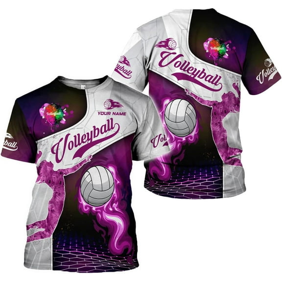 Personalized Name Volleyball Shirts 3D for Men and Women, Volleyball Shirt for Volleyball Lover, Unisex Tee Shirt (S)
