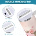 thumbnail image 5 of 30 oz Tumbler With Handle Stainless Steel Insulated Tumbler With Lid for Car Cup Holder Pink Rose Pattern, 5 of 9