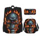 thumbnail image 1 of Disketp Flame Metal Skull Mochila Estampada de Gran Capacidad con Lonchera y Estuche, Set de 3 Piezas para Estudiantes, 1 of 7