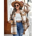 thumbnail image 5 of Weardear Womens Plus Size Shacket Jacket Flannel Plaid Long Sleeve Button Down Shirts Casual Fall Blouses Tops, 5 of 7