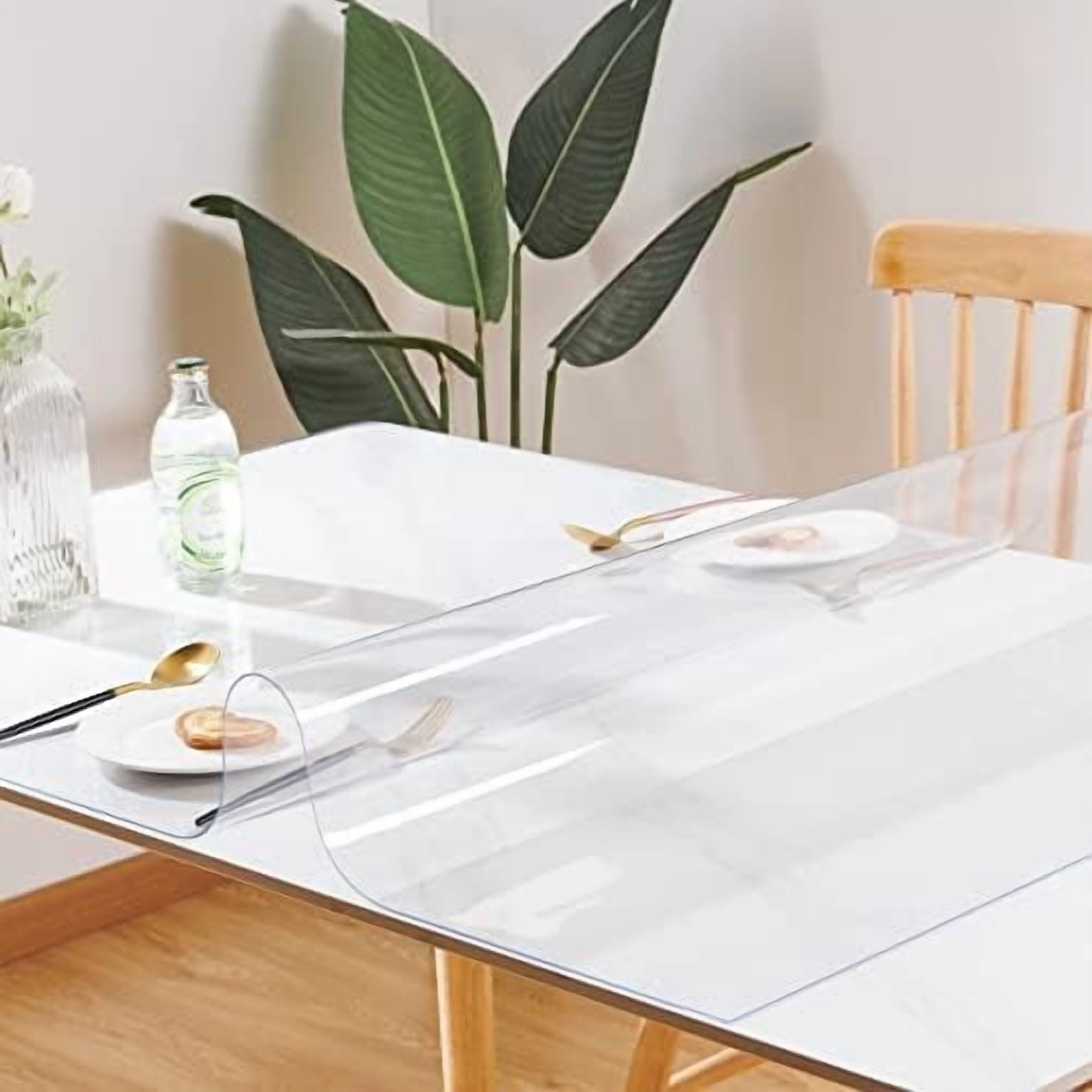 Clear Table Cover Protector 40 x 60 Inch, 1.5mm Thick Plastic Desk Protector Mat, Rectangular Waterproof PVC Placemats, Transparent Mat for Kitchen, Dresser, Writing Desk, Dining Room Table