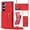 Red, variant on Crossbody Wallet Case for Samsung Galaxy S23 with Card Holders RFID Shockproof Cover, Back Magnetic Flip Kickstand Zipper Slot Case, PU Leather Cover Handbag Shoulder Strap Phone Case,Red