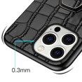 thumbnail image 4 of For iPhone 15 Plus Ring Kickstand Phone Back Case Crocodile Texture Genuine Cow TPU Mobile Cover, 4 of 5