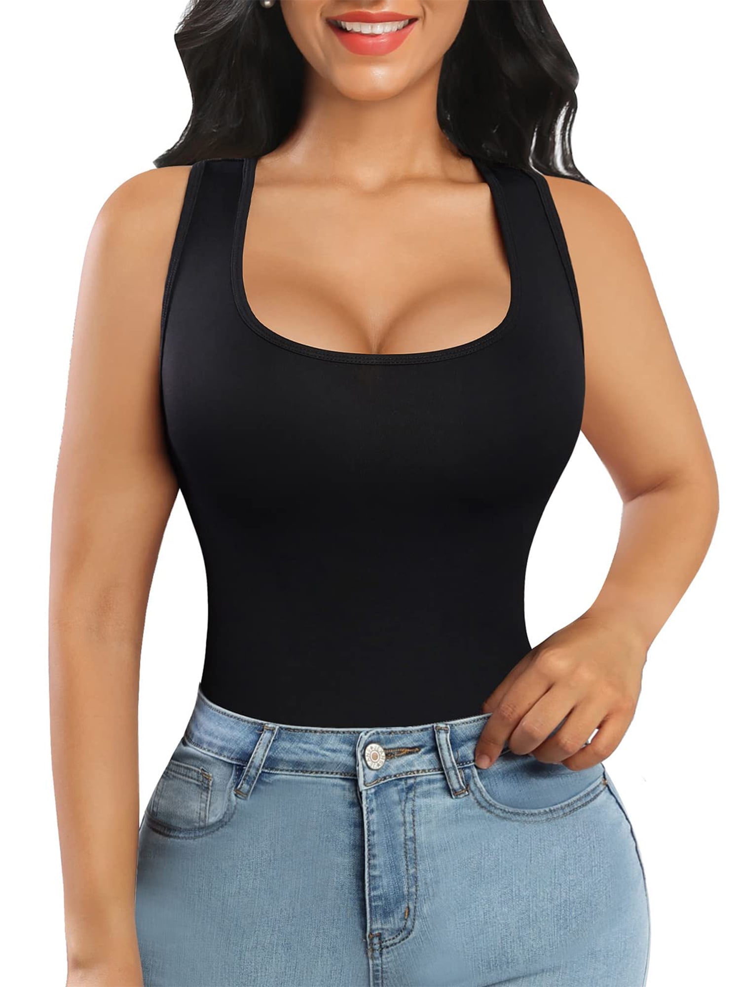 Lilvigor Shapewear Bodysuit for Women Tummy Control Tops Seamless Bodyshapers Crew Neck Thong