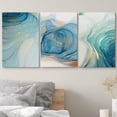 thumbnail image 3 of wall26 Canvas Print Wall Art Set Pastel Gold Blue Teal Smoke Wave Swirls Abstract Shapes Illustrations Modern Art Decorative Boho Colorful for Living Room, Bedroom, Office - 24"x36"x3 Panel, 3 of 5