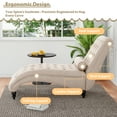 thumbnail image 3 of FFH Chaise Lounge Indoor, Velvet Button-Tufted Chaise Lounge Chair with Bolster Pillow, Beige, 3 of 7