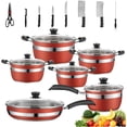 thumbnail image 1 of Batería de Cocina NOVRY rojo Antiadherente de Acero Inoxidable para Estufas de Inducción, Eléctricas, 1 of 8