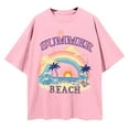 thumbnail image 4 of Womens T Shirts Loose Fit Summer Tops Casual Crew Neck Oversize Short Sleeve Style Women's T-Shirts Graphic Tees Pink M, 4 of 4