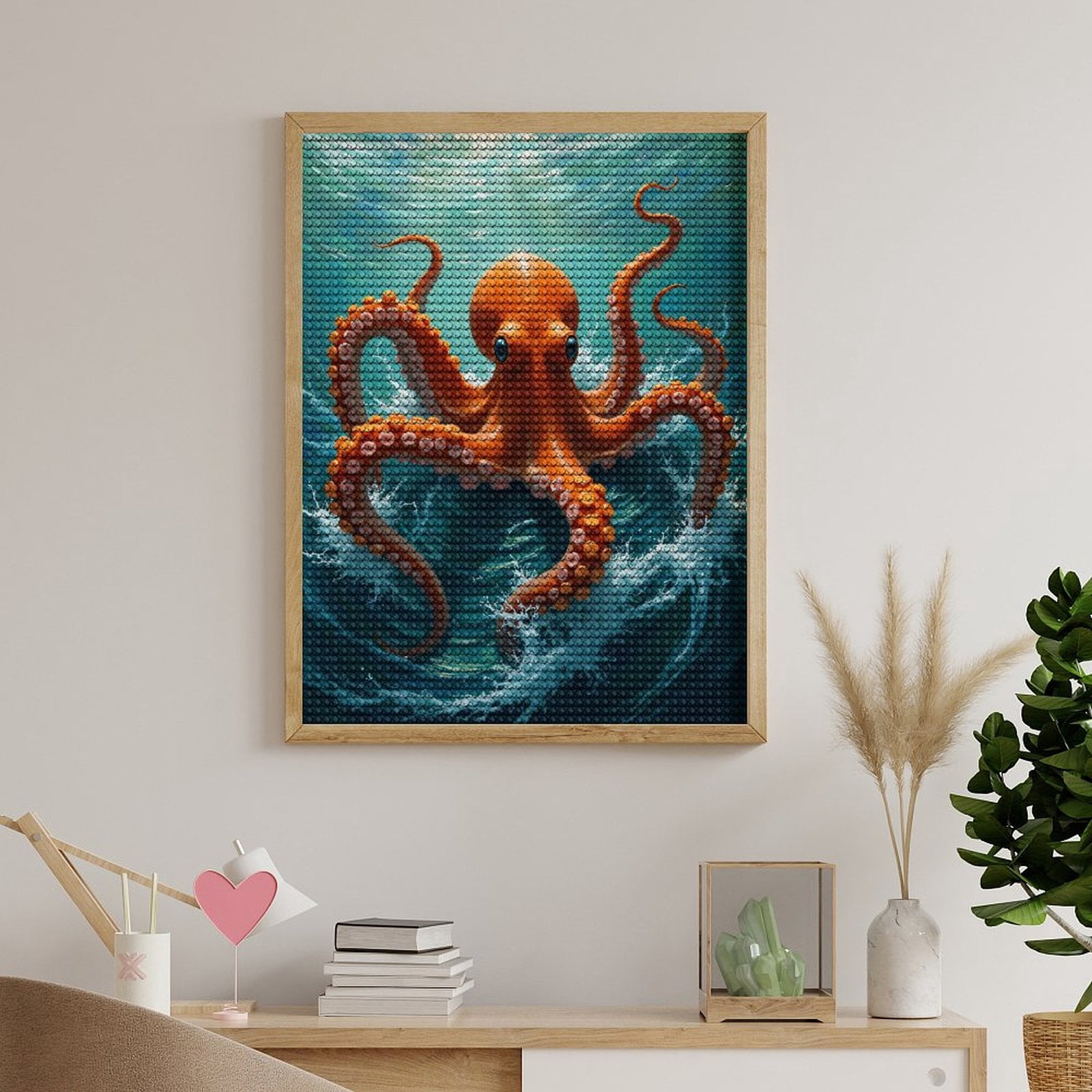 Diamond Art Kits for Adults, Octopus Ocean Waves Vibrant Colorful 5D Diamond Painting Kits for Adults Beginners, DIY Full Drill Diamond Painting, Gem Art and Crafts 12x16