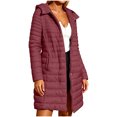 thumbnail image 4 of Inleife Women's Solid Quilted Puffer Jacket with Hooded Design Long Sleeves Front Zipper Closure Two Side Pockets Mid-Length Jackets for Winter, 4 of 6