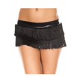 thumbnail image 1 of Fringed Mini Skirt with Lame Waist Band, Black, 1 of 1