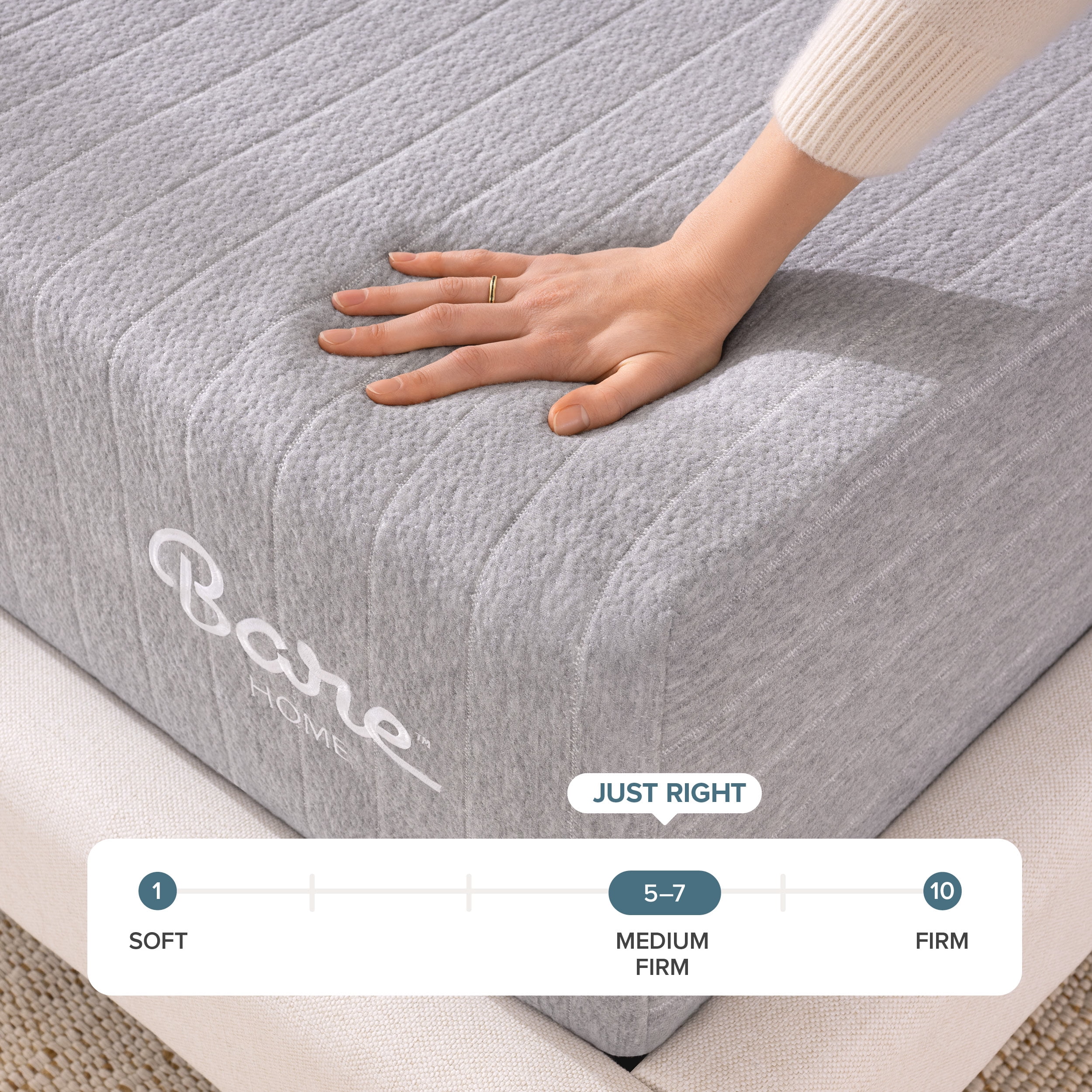 Bare Home Queen Mattress - Medium Firm - Extra Thick Visco Elastic Memory Foam - CertiPUR-US Certified - Support & Pressure Relief - Minimal Motion Transfer - 100 Night Trial