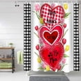 thumbnail image 2 of Valentine''s Day Shower Curtain Set, Red Pink Love Heart Bath Shower Curtain with Hooks Waterproof Fabric Shower Curtains for Bathroom Romantic Valentines Decor Tulip Buffalo Plaid Romantic 72x72 Inch, 2 of 5