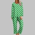thumbnail image 2 of Womens Two Piece Lounge Pajamas Crew Neck Sleepwear Sets Print Long Sleeve Loungewear Fall Lounge Pjs Outfits (Green 2XL), 2 of 2