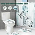 thumbnail image 6 of Dznils Rustic Farmhouse Shower Curtain and Rug Set, 16 Pc Teal Daisy Floral Bathroom Set, 72" x 72", 6 of 12