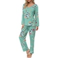 thumbnail image 2 of Anygrew Women's Pajamas Set Long Sleeve Shirts and Long Pants 2 Piece Pjs Sleepwear with Pockets, 2 of 8