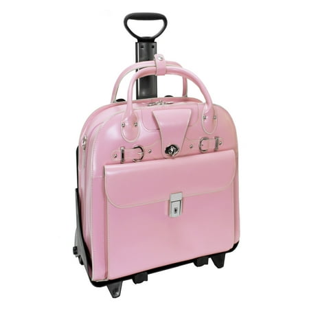 McKlein ROSEVILLE, Checkpoint-Friendly Detachable Wheeled Laptop Briefcase, Top Grain Cowhide Leather, Pink (Best Cheap Computer Case)