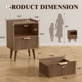 thumbnail image 4 of Gelloan Fluted Nightstand Set of 2, Bed Side Table with Drawer, Solid Wood Feet, Open Storage, End Table with Raised Edge, for Bedroom, Dorm and Small Spaces,Walnut, 4 of 8