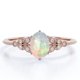 thumbnail image 1 of JeenMata Anillo de Compromiso de 1,10 Quilates con Ópalo Blanco de Corte Ovalado y Moissanita, Borde Milgrain, Catedral de 8 Puntas, Chapado en Oro Rosa de 18 K sobre Plata, 1 of 6