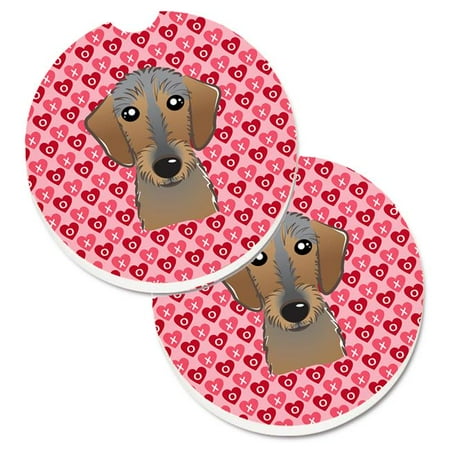 

Wirehaired Dachshund Hearts Cup Holder Car Coasters - Set of 2