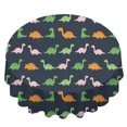 thumbnail image 2 of Dinosaur and Silhouette Navy Blue Round Tablecloth 60"x60", Wrinkle Resistant Wipeable Table Cover for Kitchen Dining Room Picnic Patio and Party, 2 of 6
