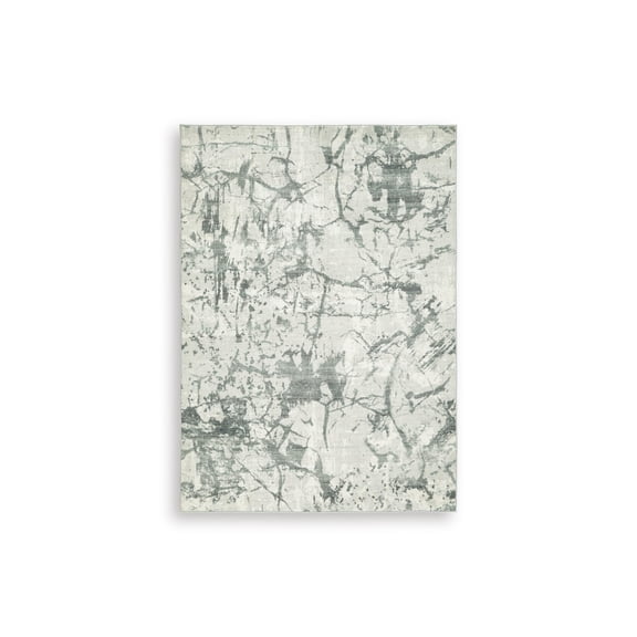 Signature Design by Ashley Tobinbury 5' x 7' Washable Area Rug, Gray Modern Abstract Faux Fur Rug