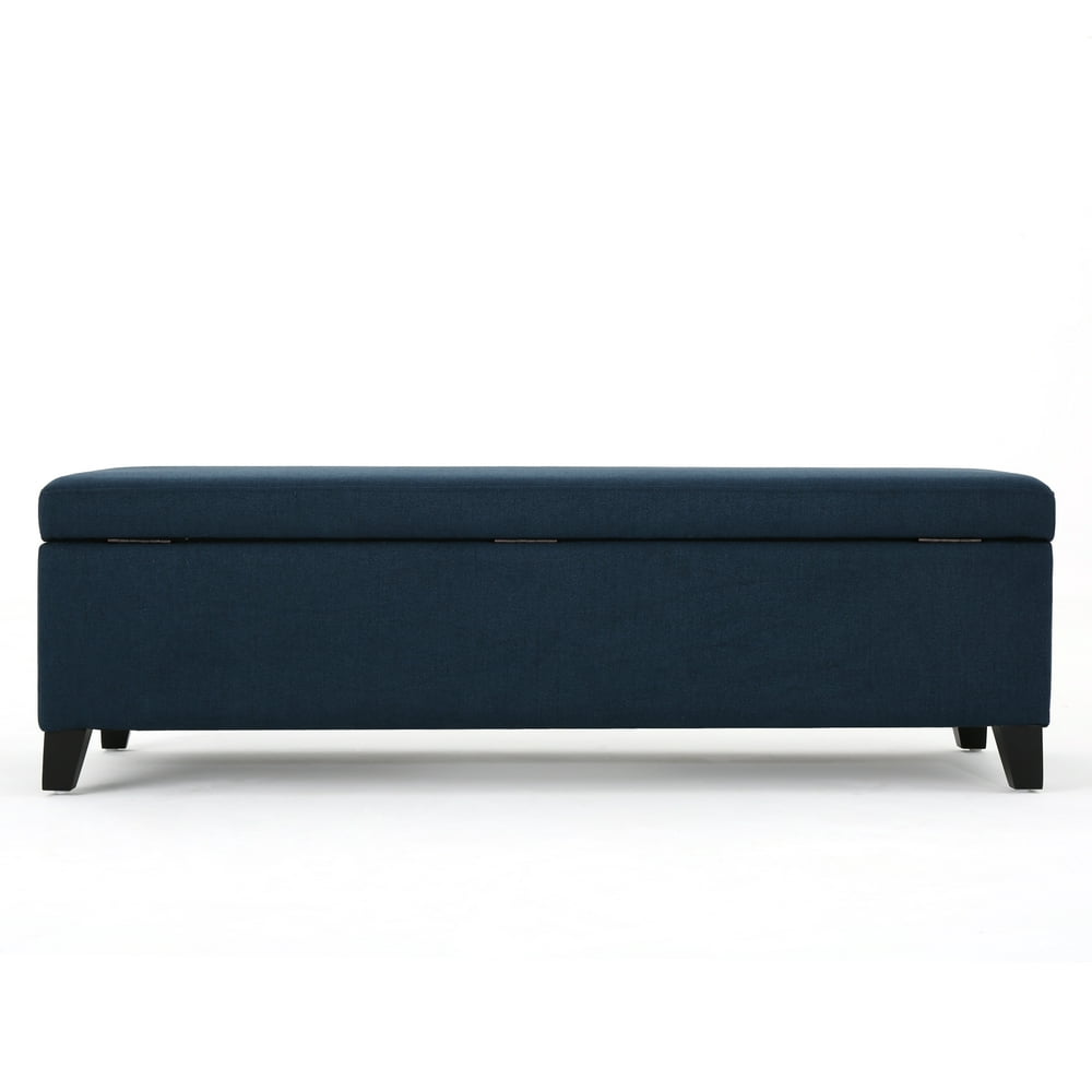 Annis Fabric Storage Ottoman, Navy Blue