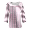 thumbnail image 7 of VEKDONE Womens Stripe Plus Size Tops 3/4 Length Sleeve Loose Fit Blouse Asymmetrical Neck Button Tunic Tops Summer Fashion Clothes Pink XL, 7 of 7